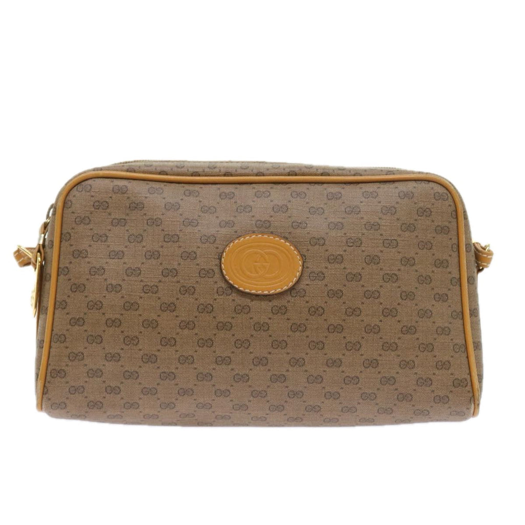 GUCCI Micro GG Supreme Shoulder Bag PVC Leather Beige th4191