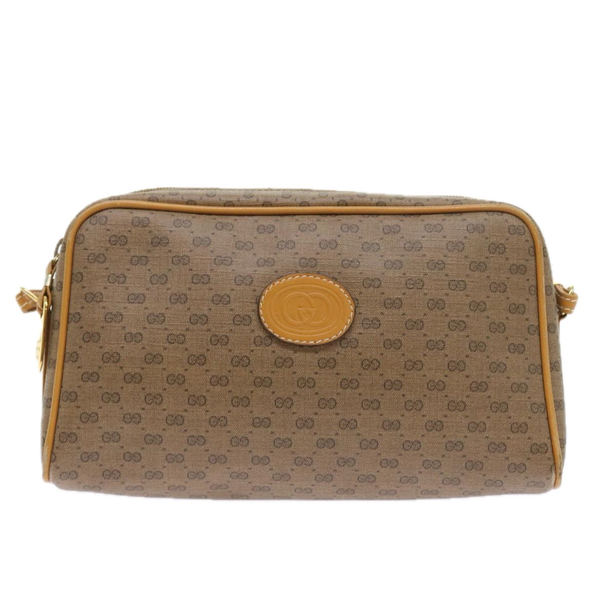 GUCCI Micro GG Supreme Shoulder Bag PVC Leather Beige th4191