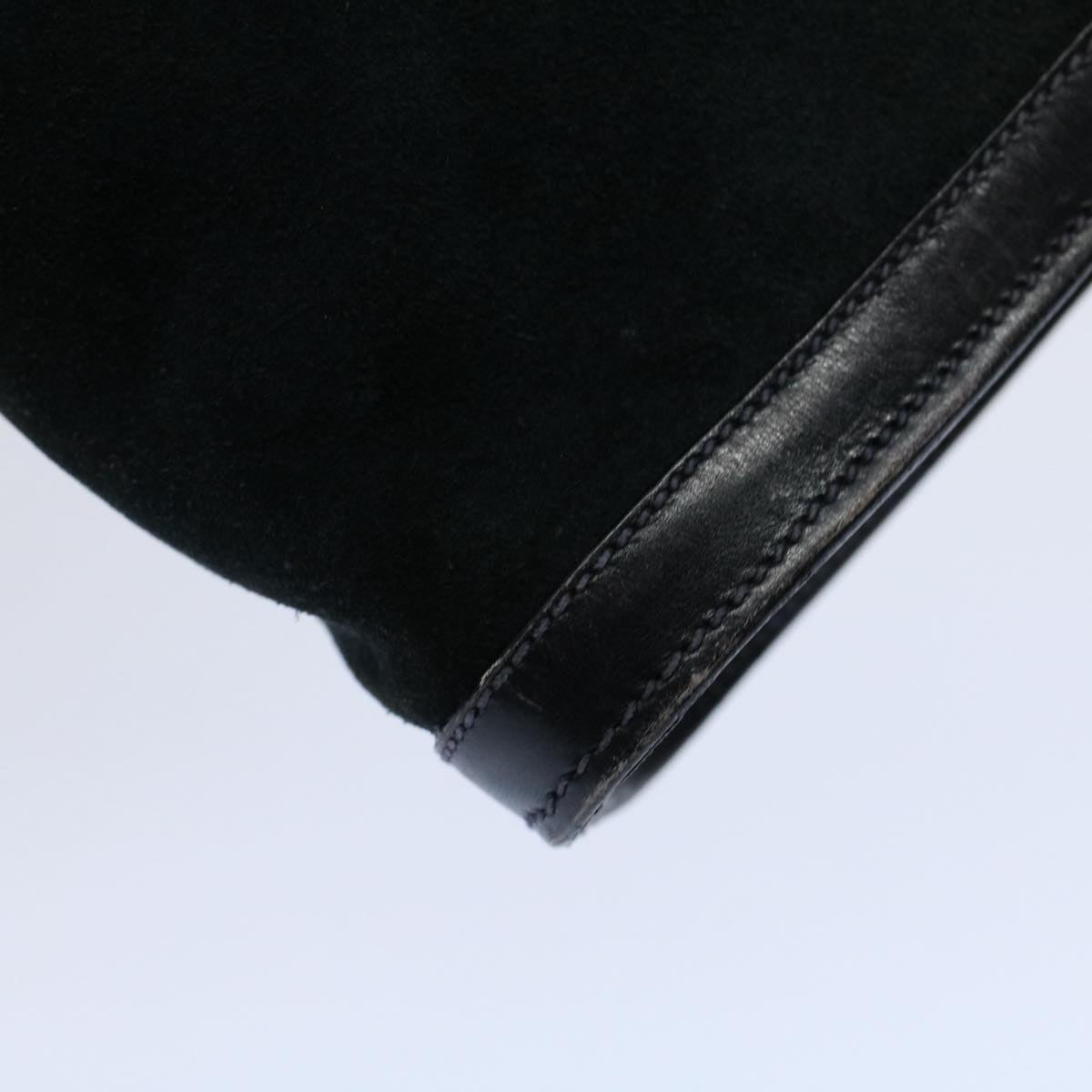 GUCCI Sherry Line Clutch Bag Suede Black Red Navy th4194