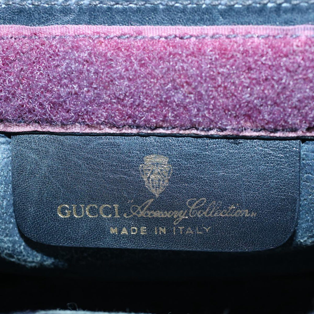 GUCCI Sherry Line Clutch Bag Suede Black Red Navy th4194