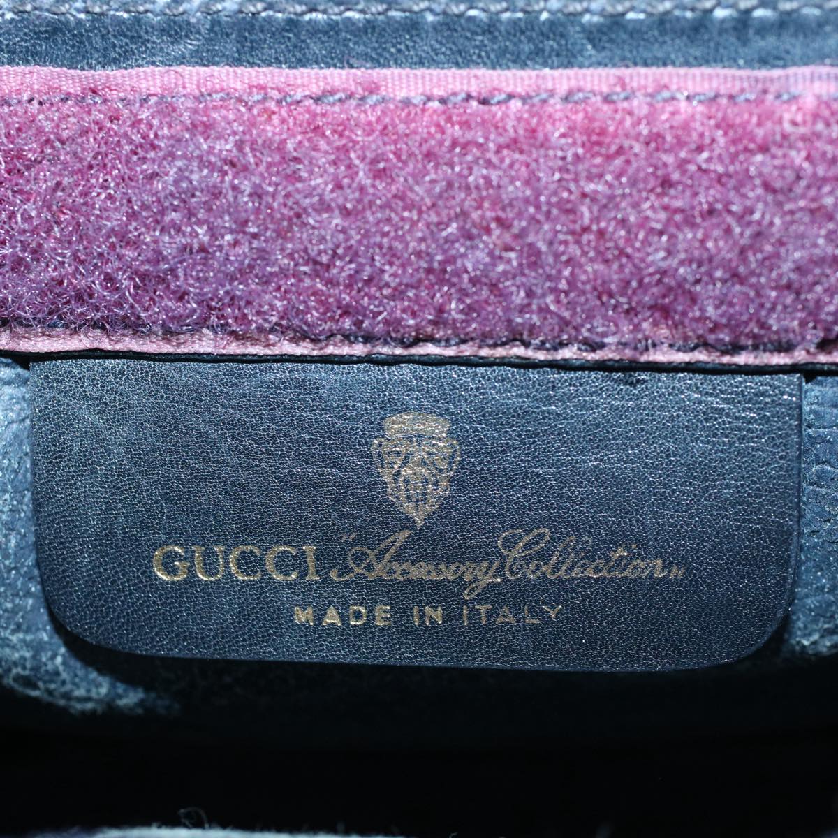 GUCCI Sherry Line Clutch Bag Suede Black Red Navy th4194