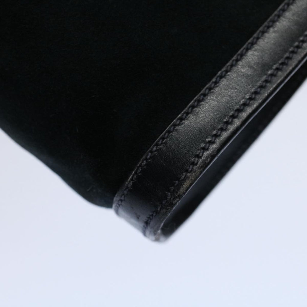 GUCCI Sherry Line Clutch Bag Suede Black Red Navy th4194