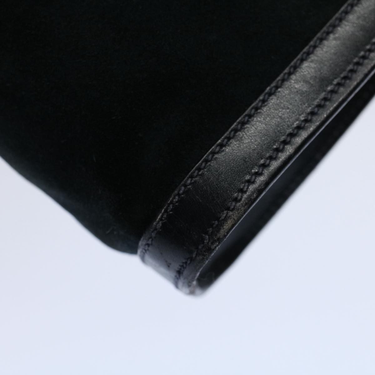 GUCCI Sherry Line Clutch Bag Suede Black Red Navy th4194