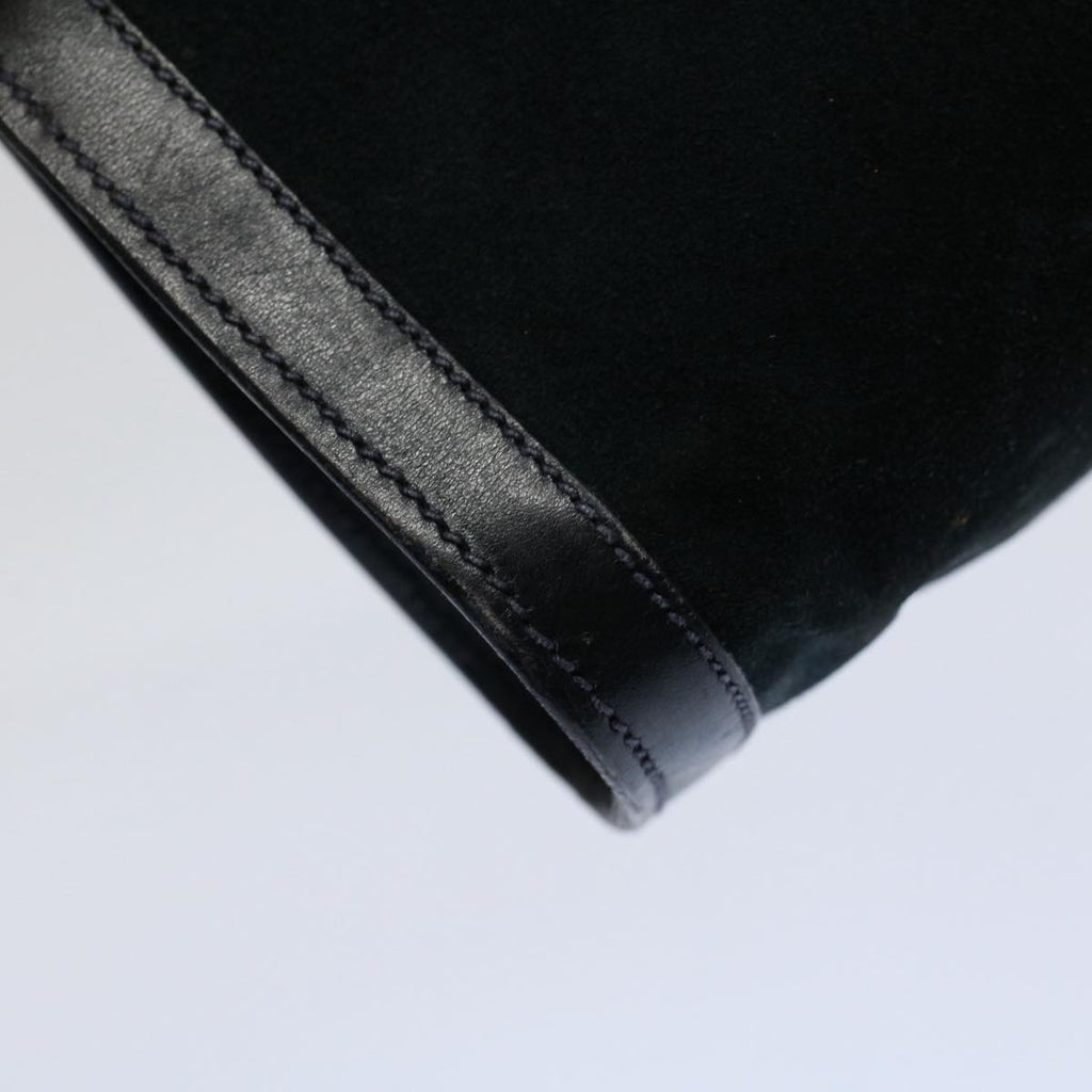 GUCCI Sherry Line Clutch Bag Suede Black Red Navy th4194