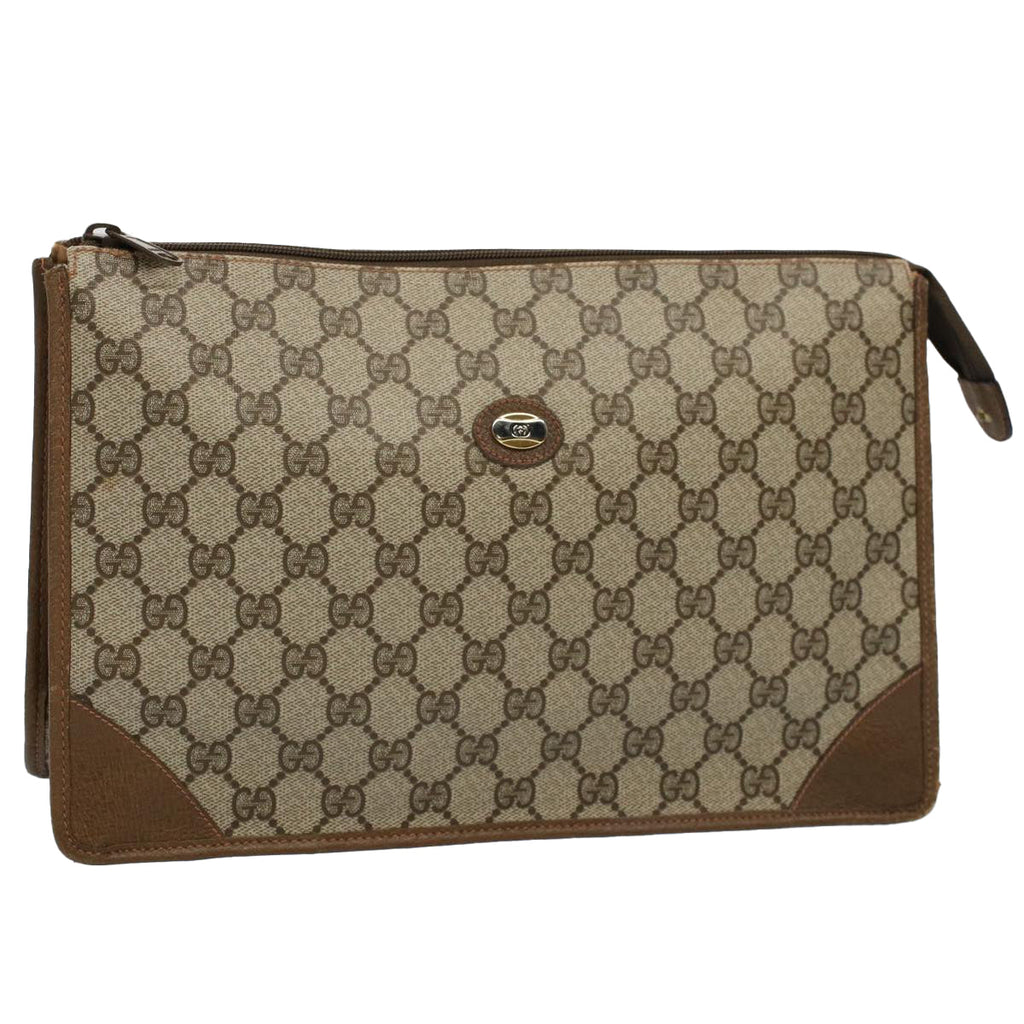 GUCCI GG Supreme Clutch Bag PVC Leather Beige 89 01 029 th4196