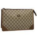 GUCCI GG Supreme Clutch Bag PVC Leather Beige 89 01 029 th4196
