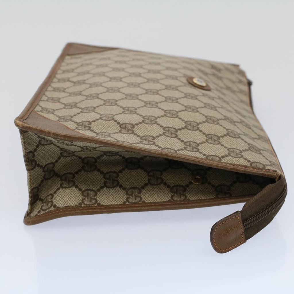 GUCCI GG Supreme Clutch Bag PVC Leather Beige 89 01 029 th4196