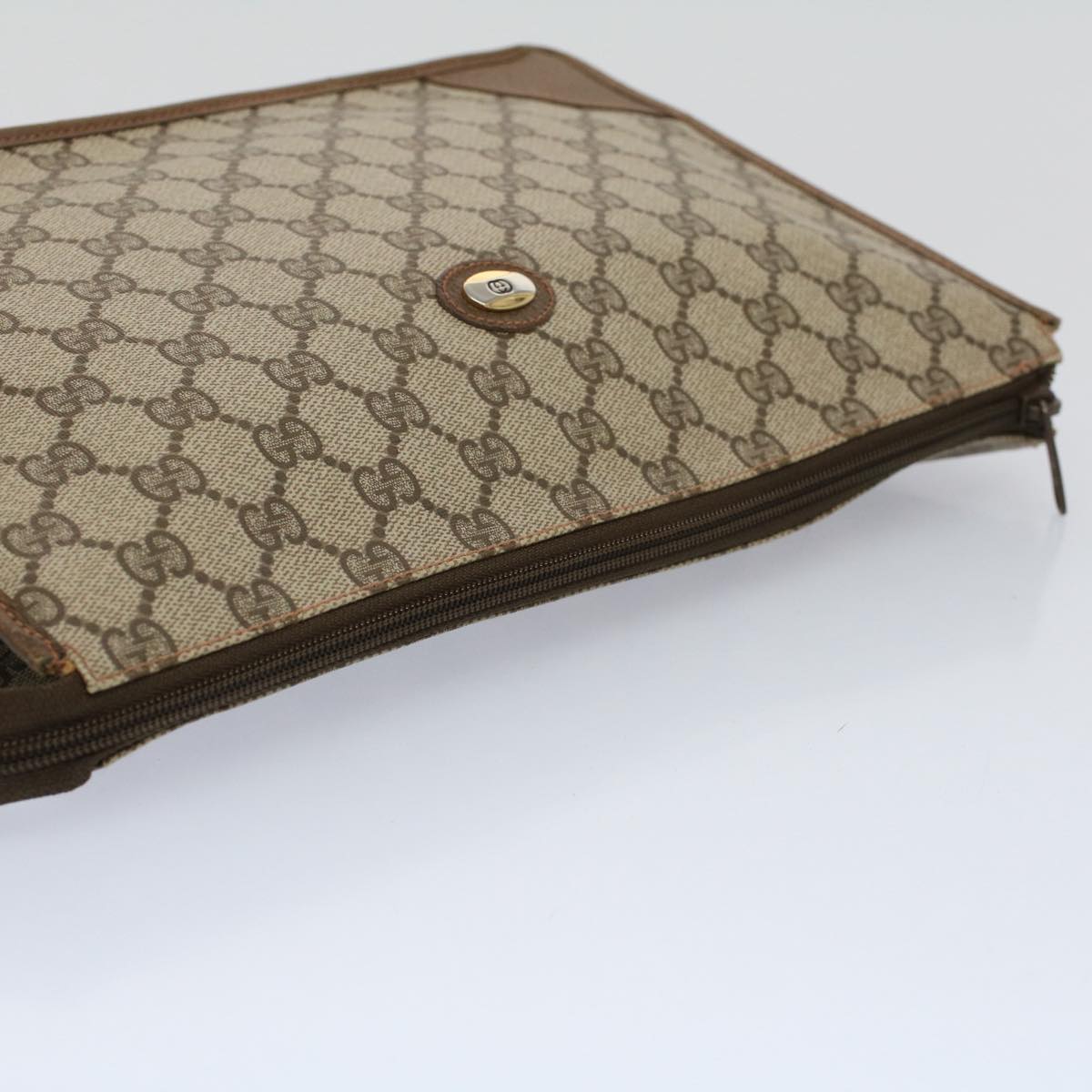 GUCCI GG Supreme Clutch Bag PVC Leather Beige 89 01 029 th4196