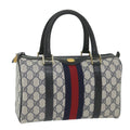 GUCCI GG Supreme Sherry Line Boston Bag Red Navy Gray 69 012 3841 th4205