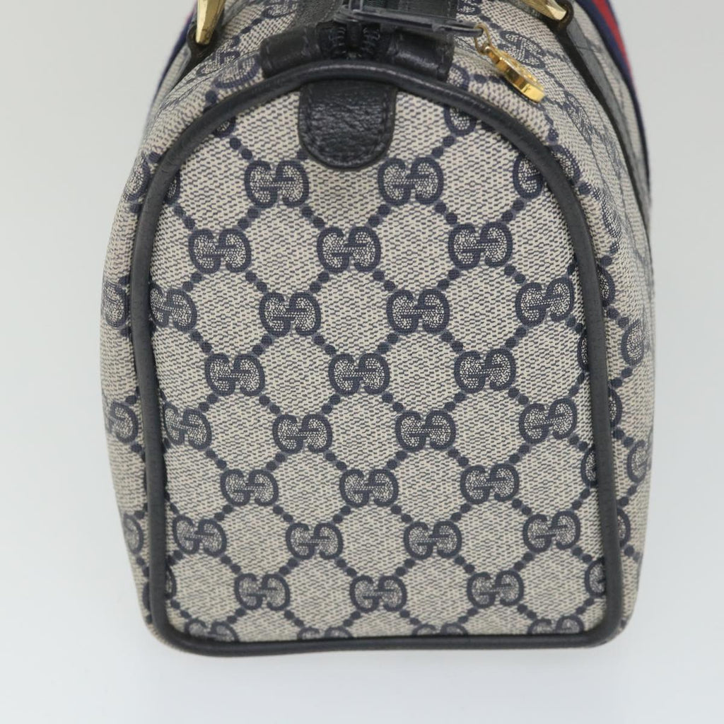 GUCCI GG Supreme Sherry Line Boston Bag Red Navy Gray 69 012 3841 th4205