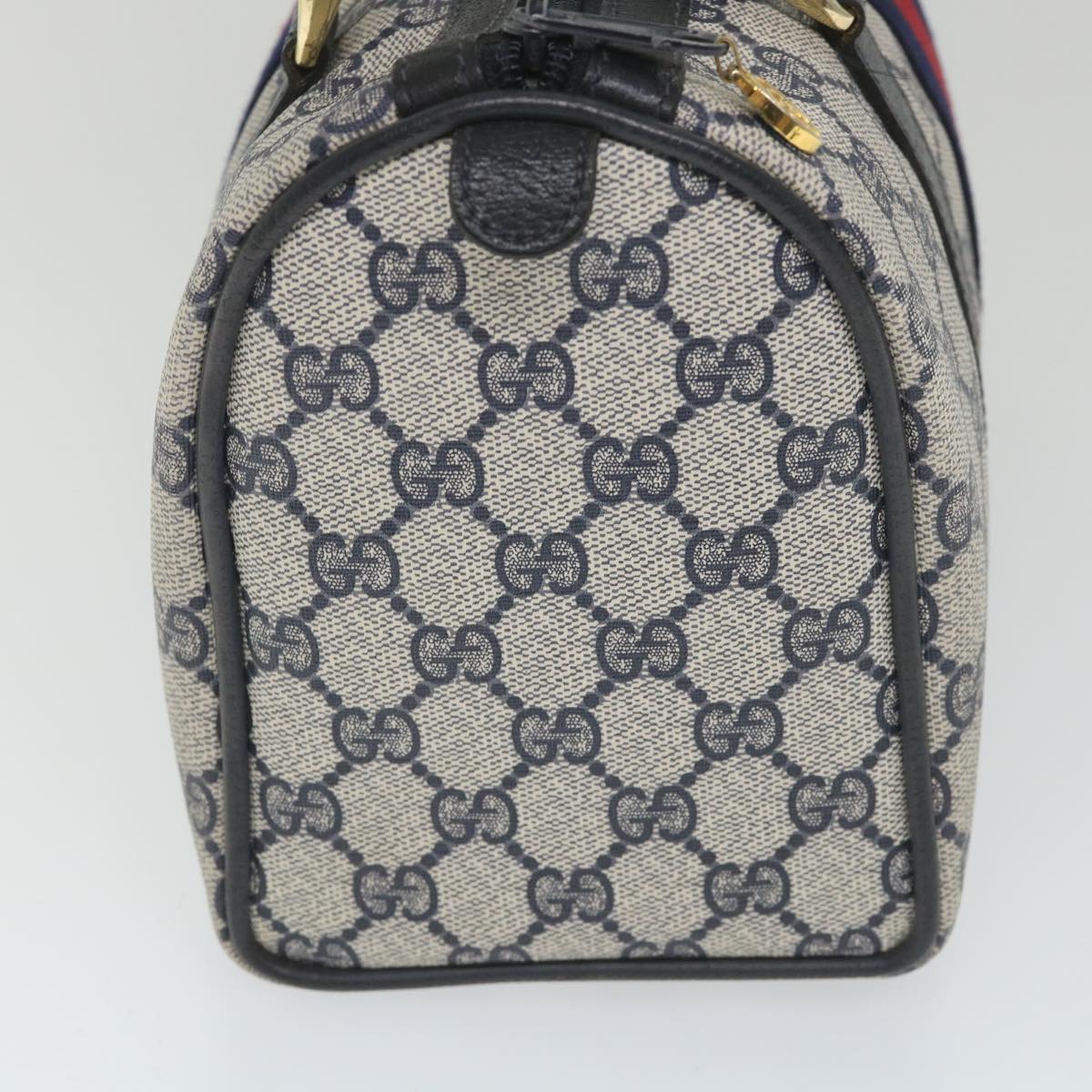 GUCCI GG Supreme Sherry Line Boston Bag Red Navy Gray 69 012 3841 th4205