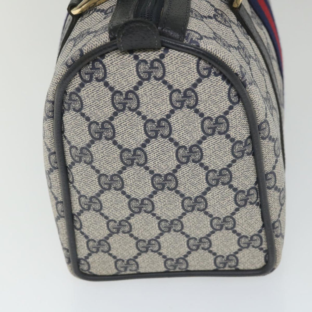 GUCCI GG Supreme Sherry Line Boston Bag Red Navy Gray 69 012 3841 th4205