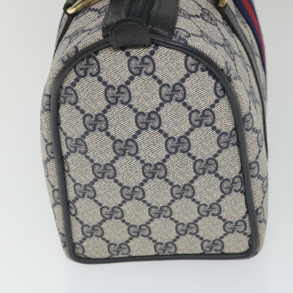 GUCCI GG Supreme Sherry Line Boston Bag Red Navy Gray 69 012 3841 th4205