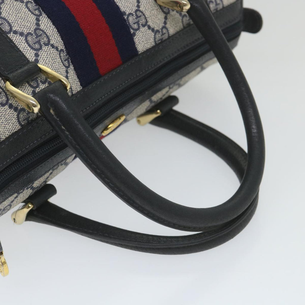 GUCCI GG Supreme Sherry Line Boston Bag Red Navy Gray 69 012 3841 th4205
