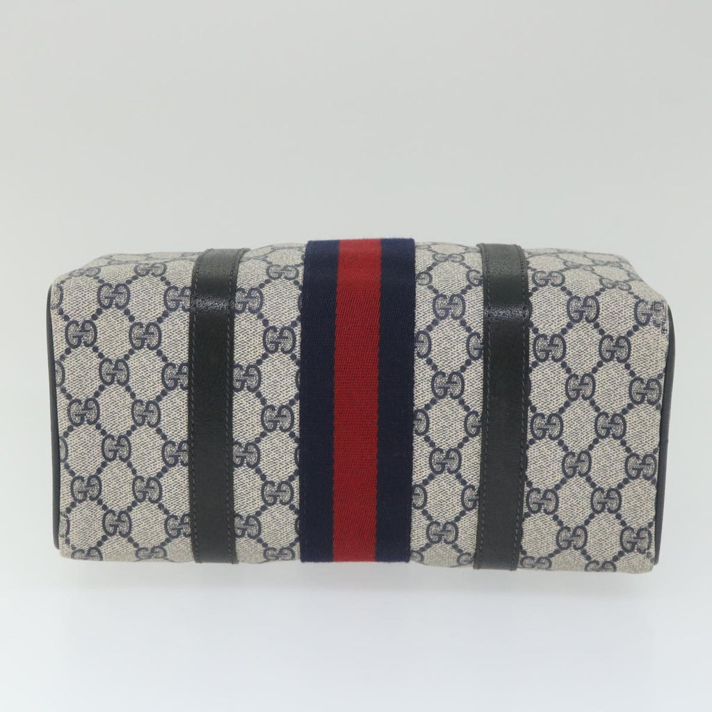 GUCCI GG Supreme Sherry Line Boston Bag Red Navy Gray 69 012 3841 th4205