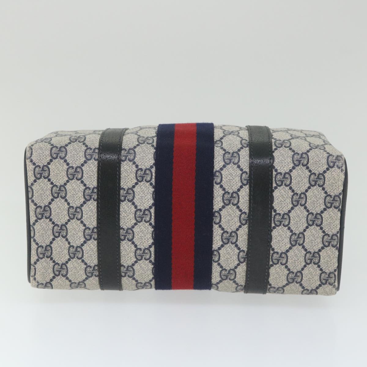 GUCCI GG Supreme Sherry Line Boston Bag Red Navy Gray 69 012 3841 th4205