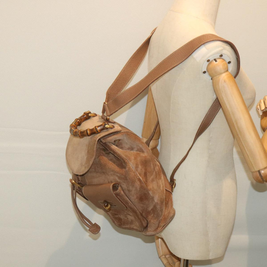 GUCCI Bamboo Backpack Suede Brown 003 1817 0016 th4222