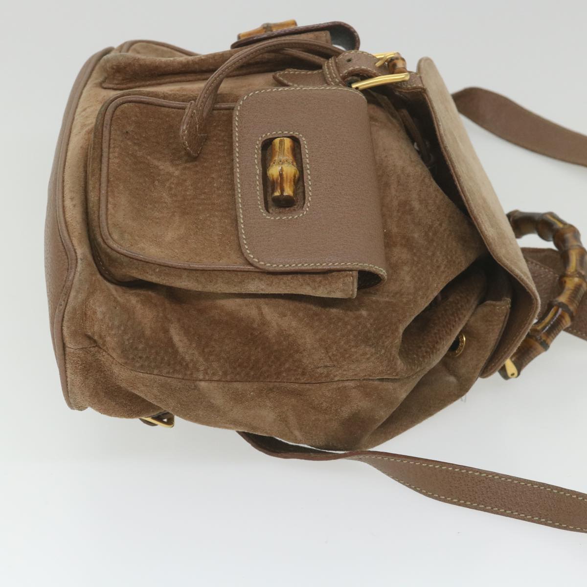 GUCCI Bamboo Backpack Suede Brown 003 1817 0016 th4222