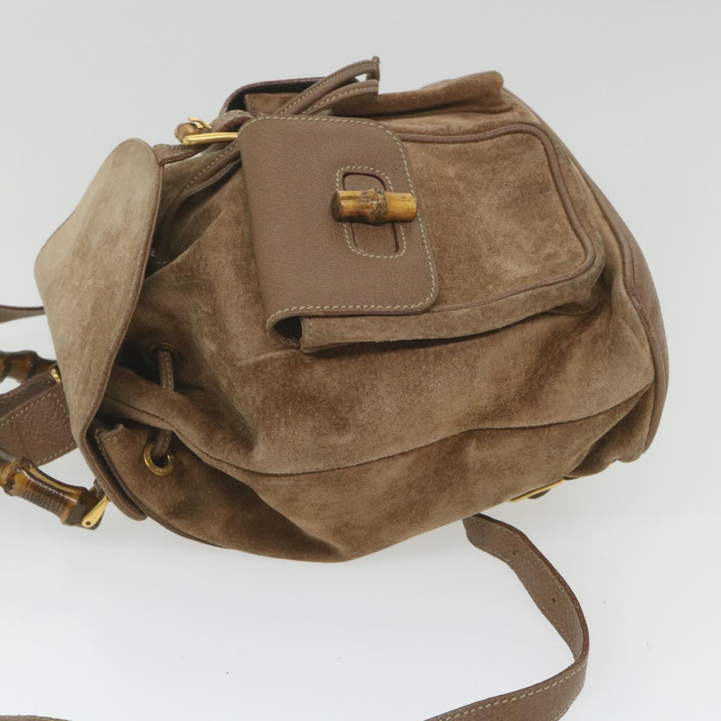 GUCCI Bamboo Backpack Suede Brown 003 1817 0016 th4222