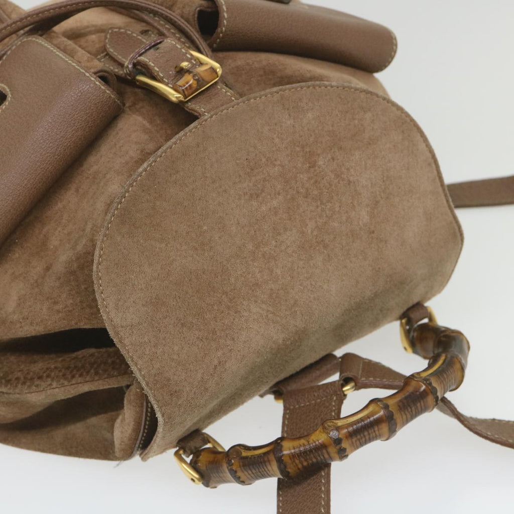 GUCCI Bamboo Backpack Suede Brown 003 1817 0016 th4222