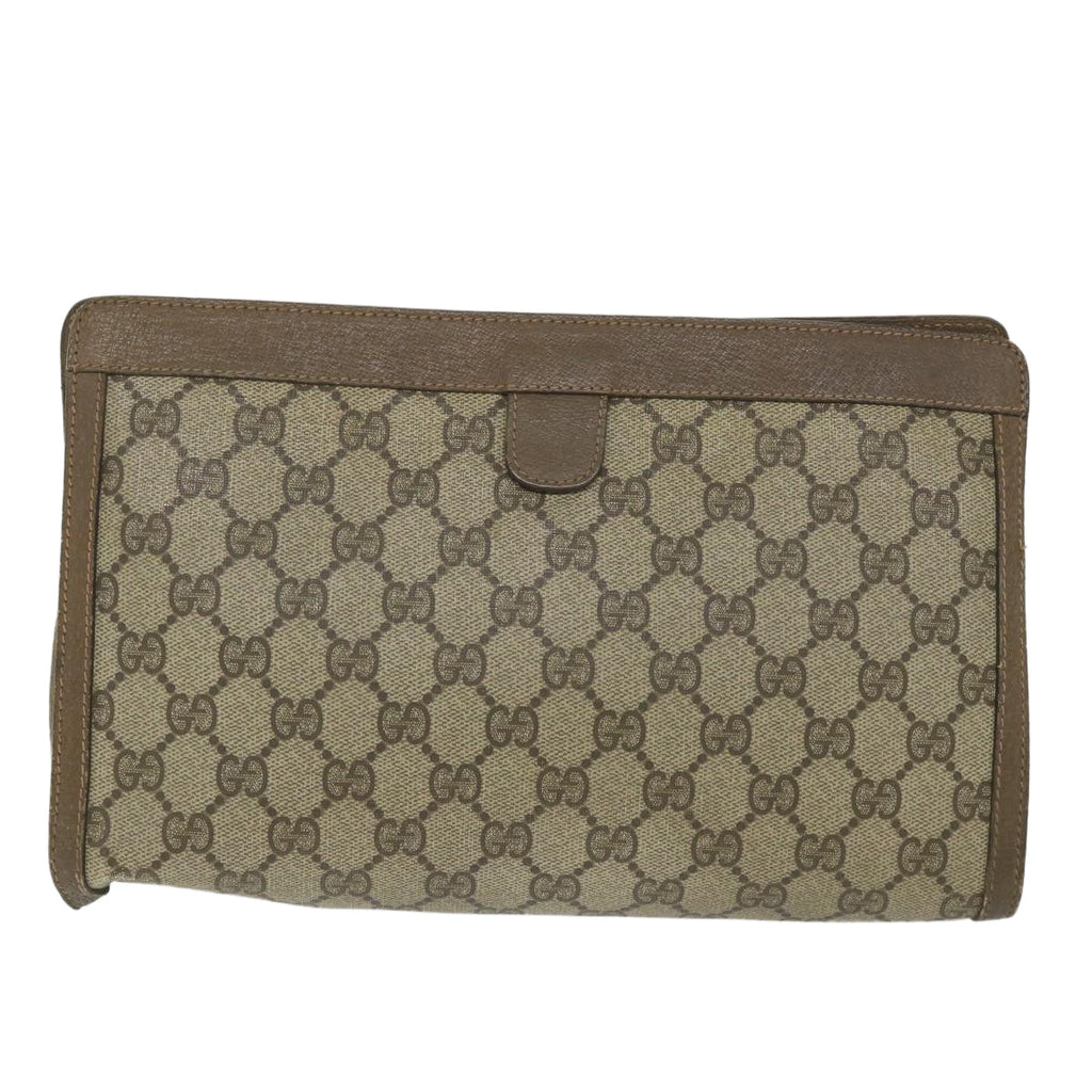 GUCCI GG Supreme Web Sherry Line Clutch Bag Beige Red 89 01 033 th4233