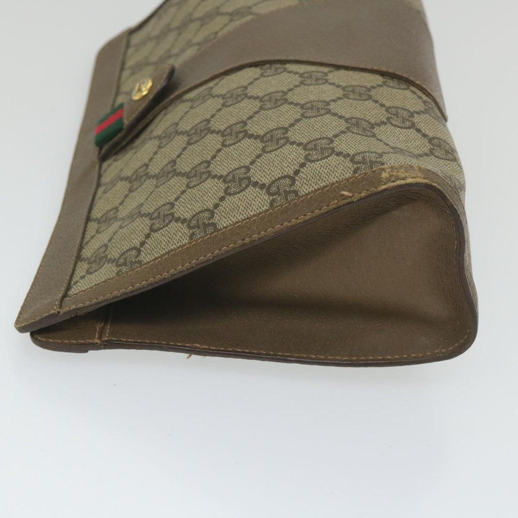 GUCCI GG Supreme Web Sherry Line Clutch Bag Beige Red 89 01 033 th4233