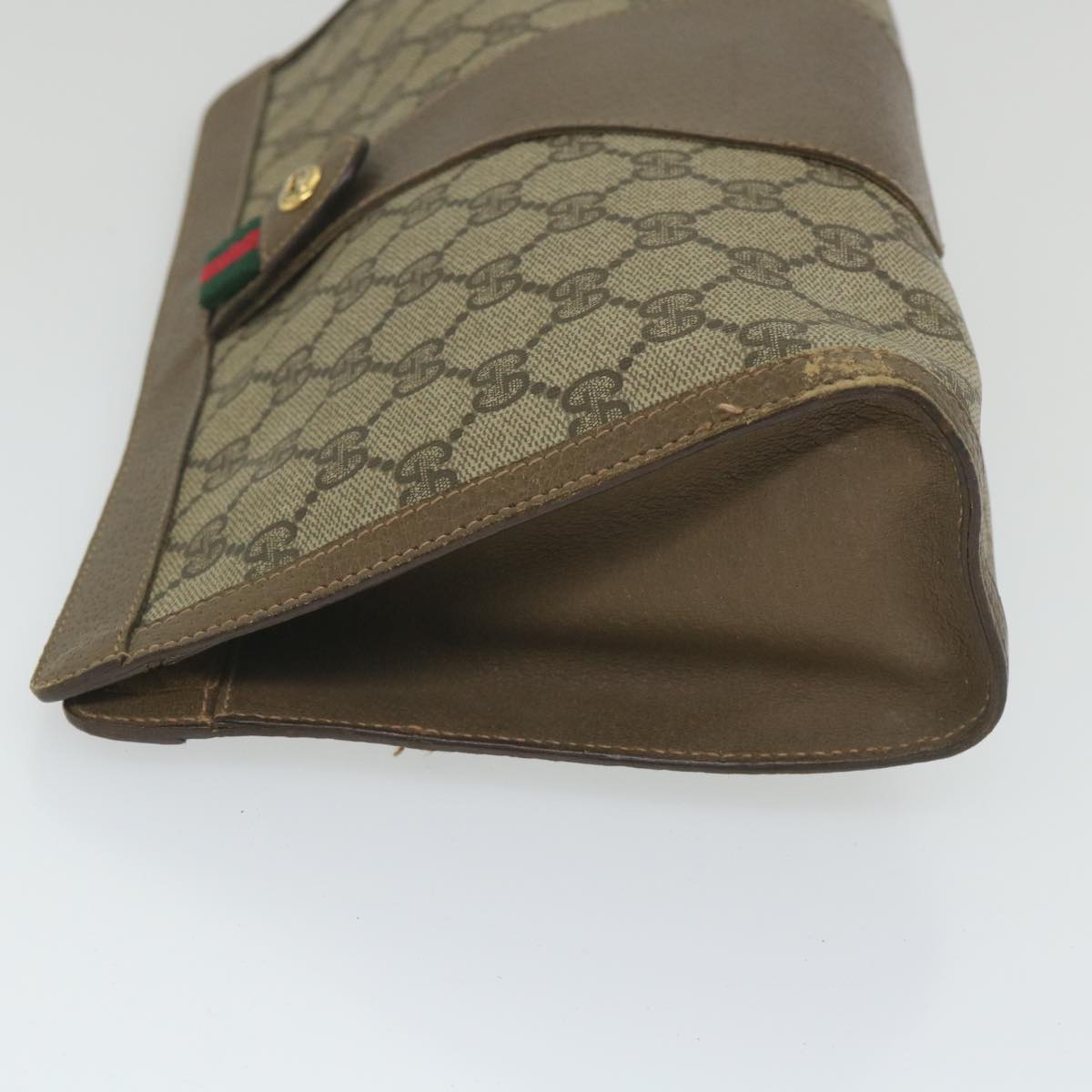 GUCCI GG Supreme Web Sherry Line Clutch Bag Beige Red 89 01 033 th4233