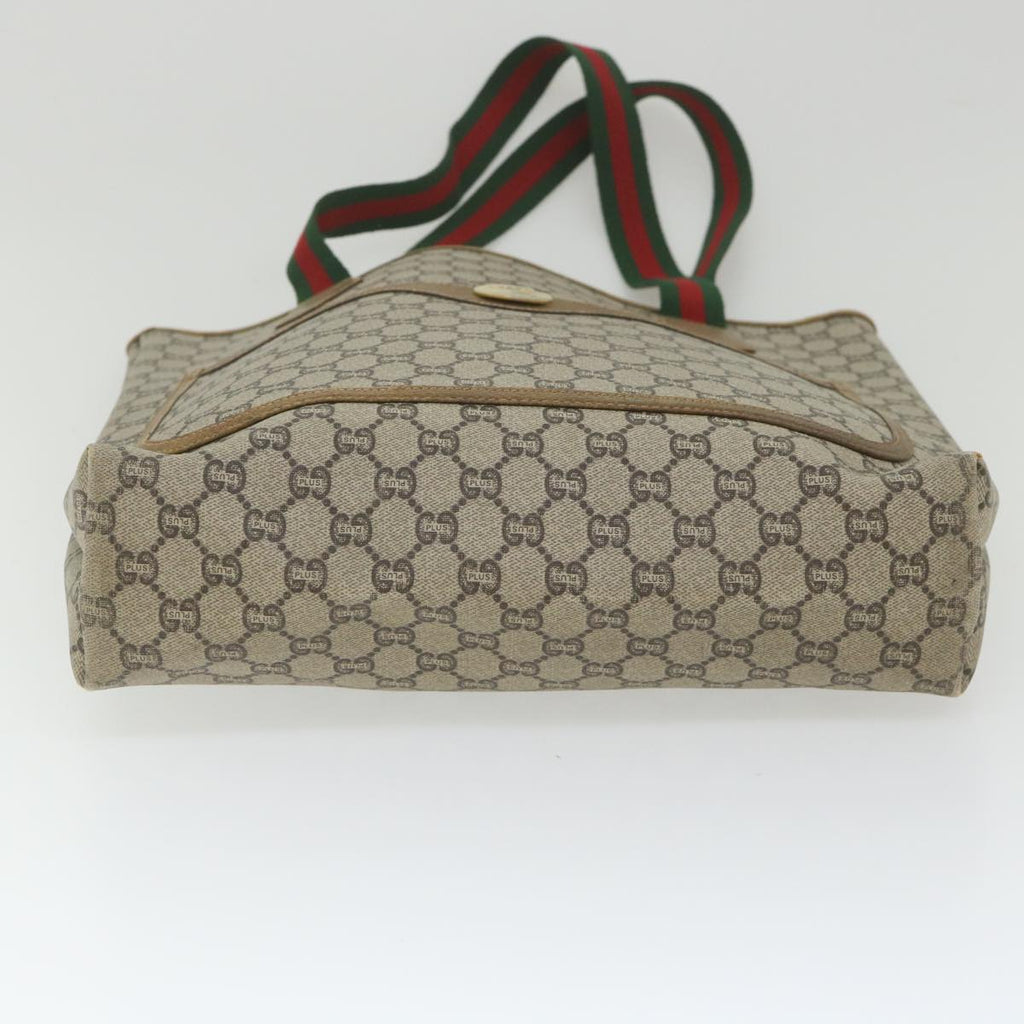 GUCCI GG Plus Supreme Web Sherry Line Tote Bag Beige Red Green th4245