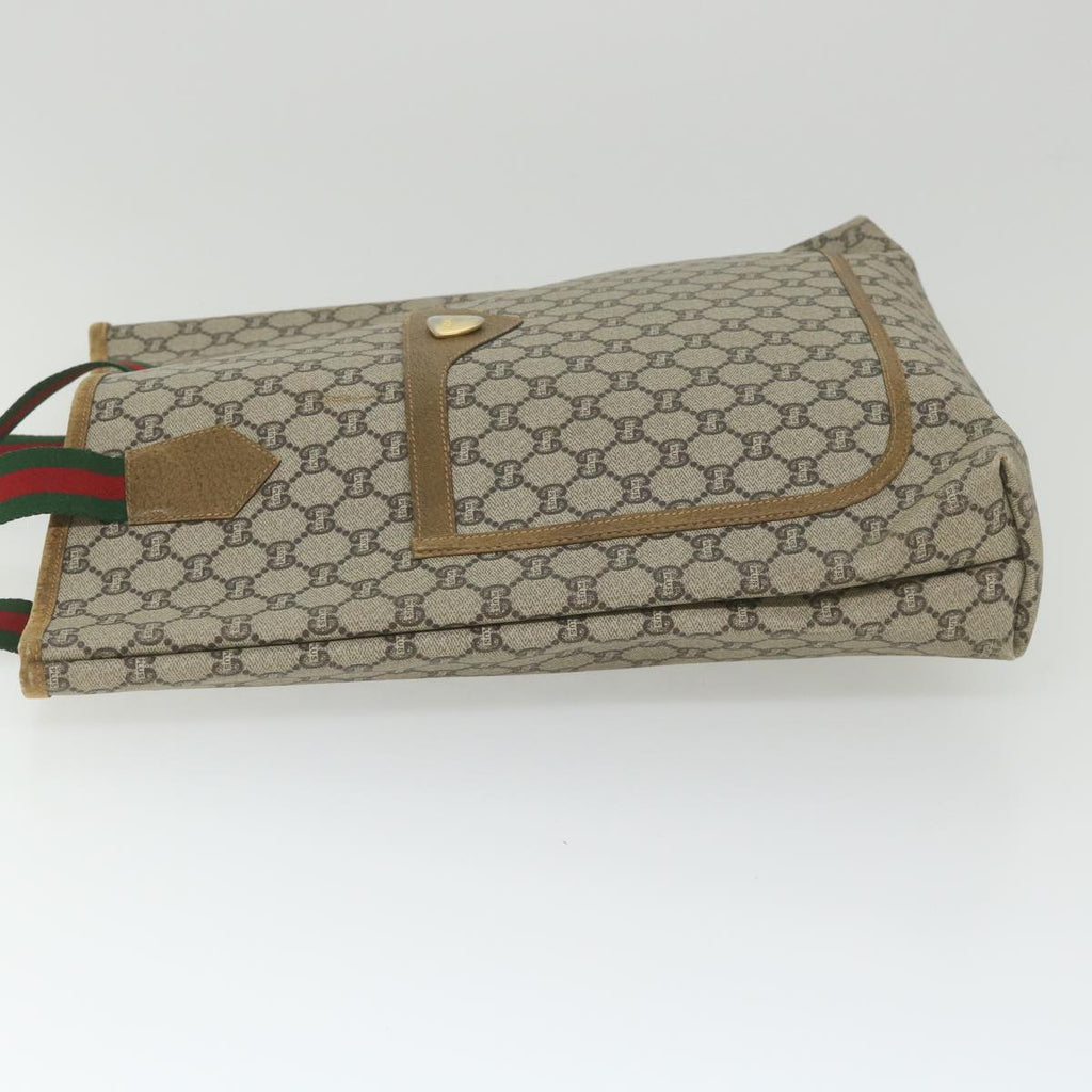 GUCCI GG Plus Supreme Web Sherry Line Tote Bag Beige Red Green th4245