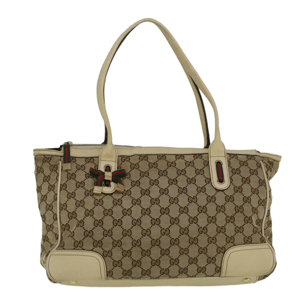 GUCCI GG Canvas Web Sherry Line Shoulder Bag Beige Red Green th4248