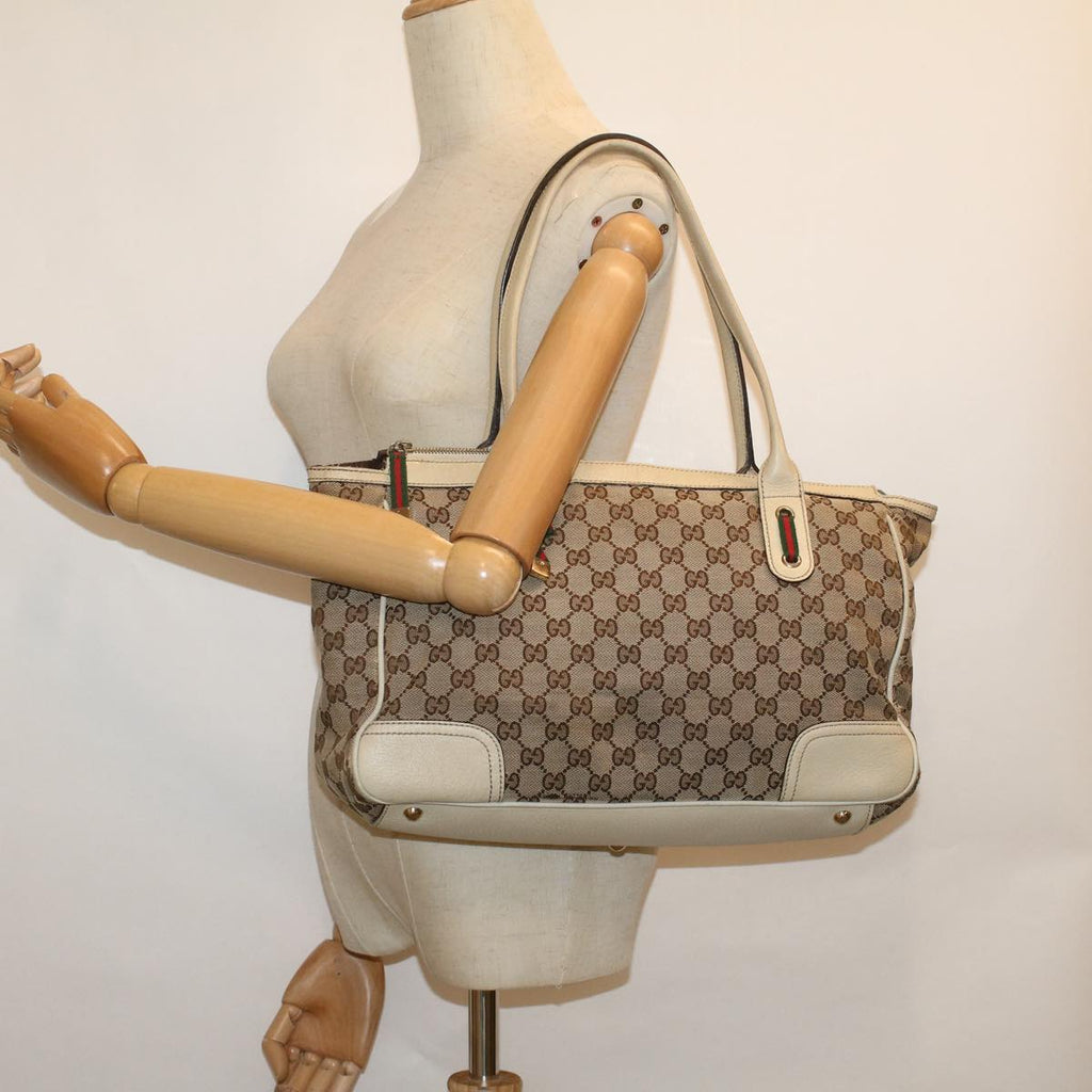 GUCCI GG Canvas Web Sherry Line Shoulder Bag Beige Red Green th4248