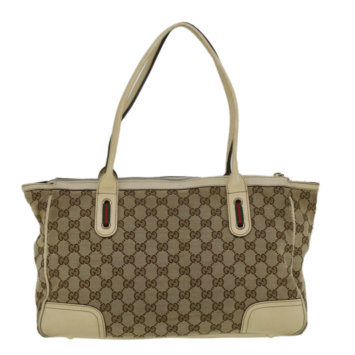 GUCCI GG Canvas Web Sherry Line Shoulder Bag Beige Red Green th4248