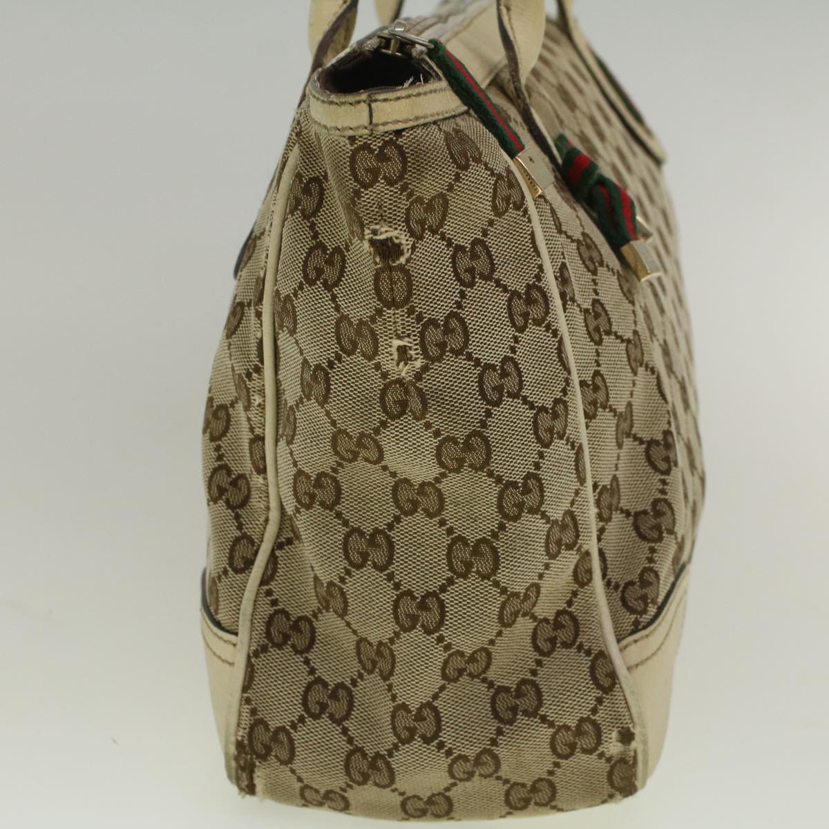 GUCCI GG Canvas Web Sherry Line Shoulder Bag Beige Red Green th4248