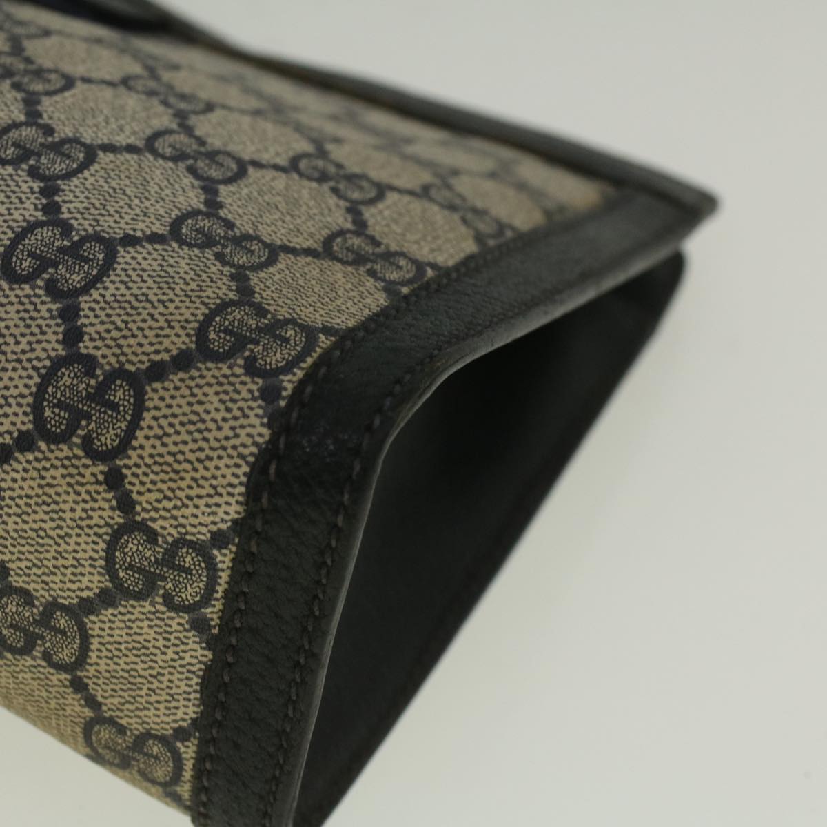 GUCCI GG Canvas Sherry Line Clutch Bag PVC Leather Navy Red th4256