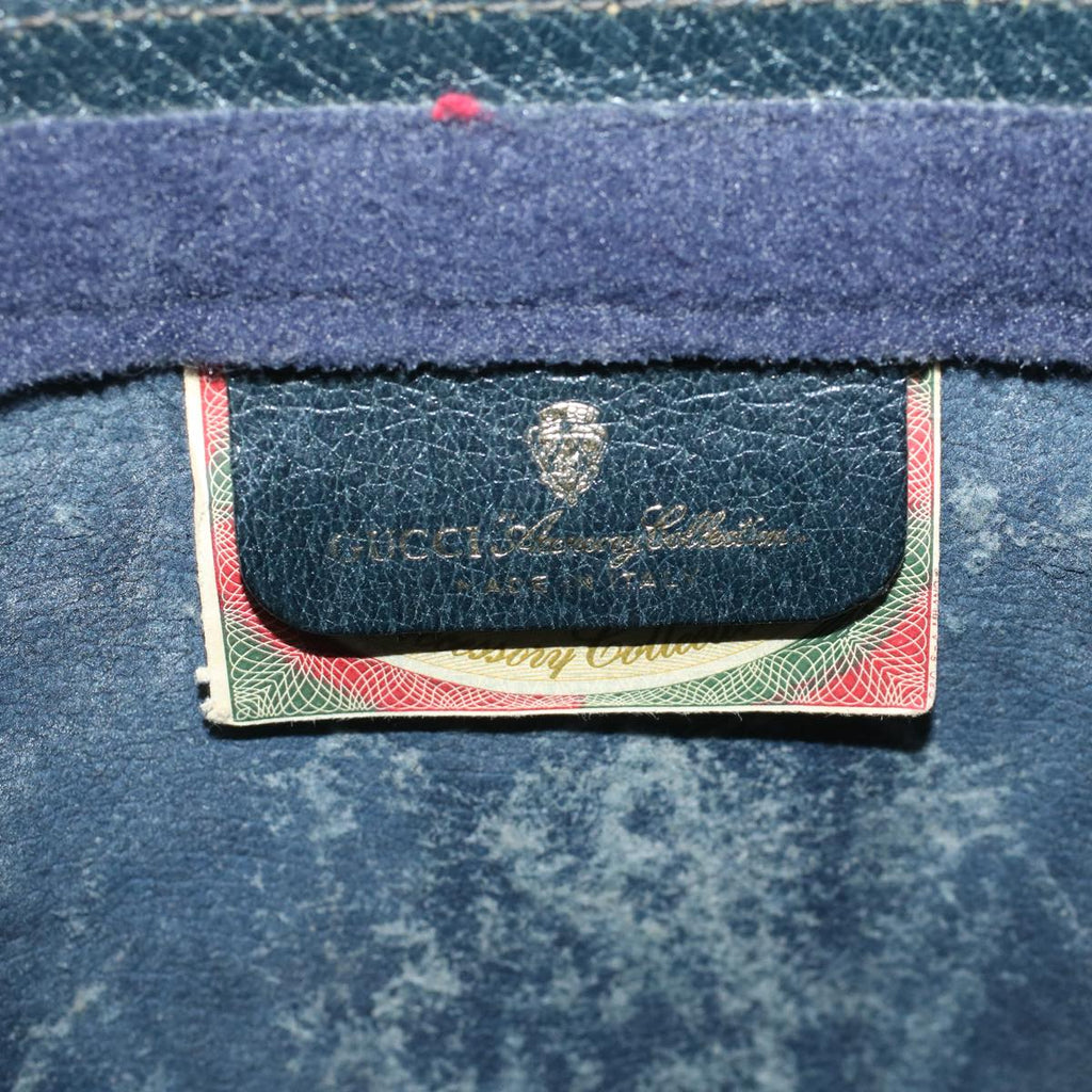 GUCCI GG Canvas Sherry Line Clutch Bag PVC Leather Navy Red th4256