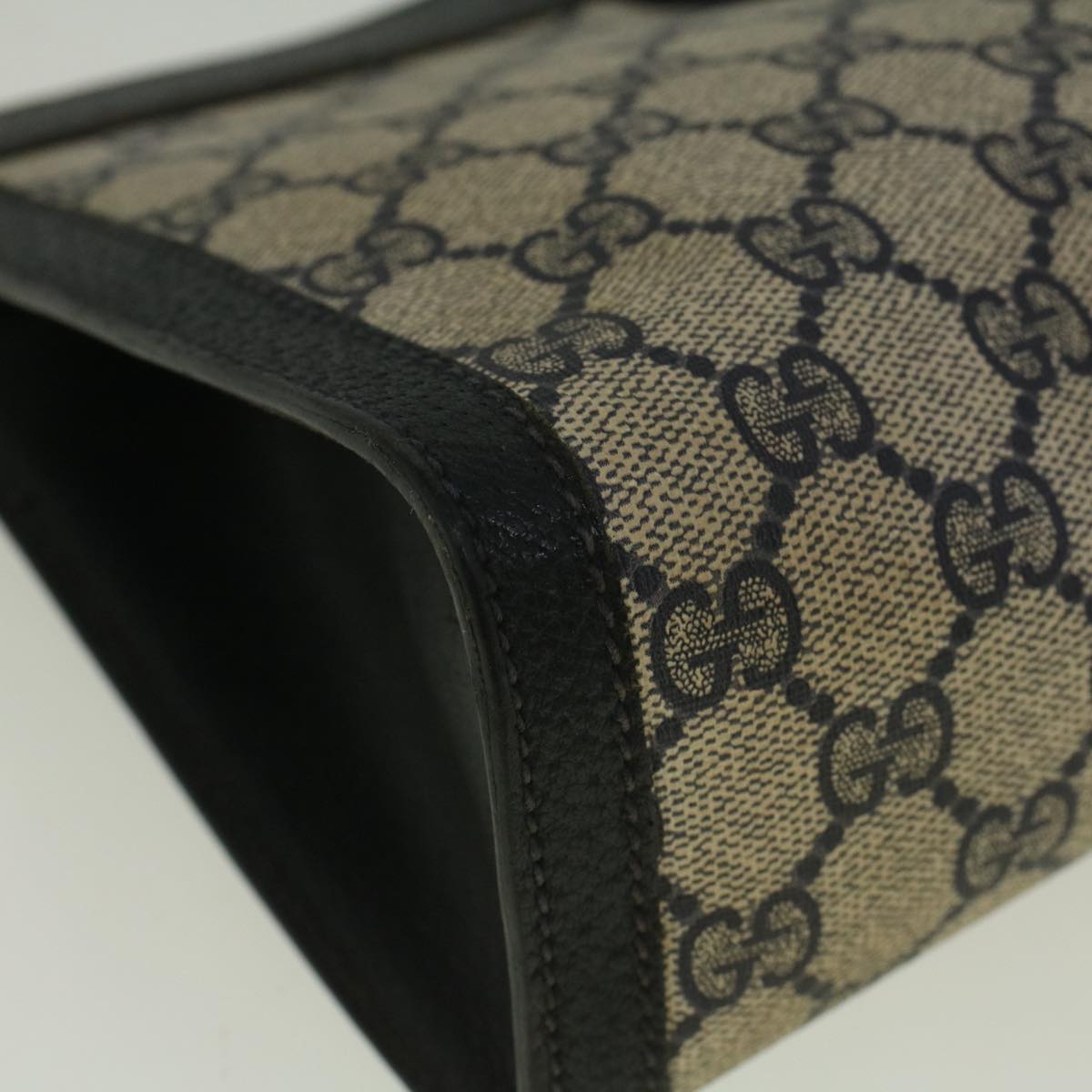 GUCCI GG Canvas Sherry Line Clutch Bag PVC Leather Navy Red th4256