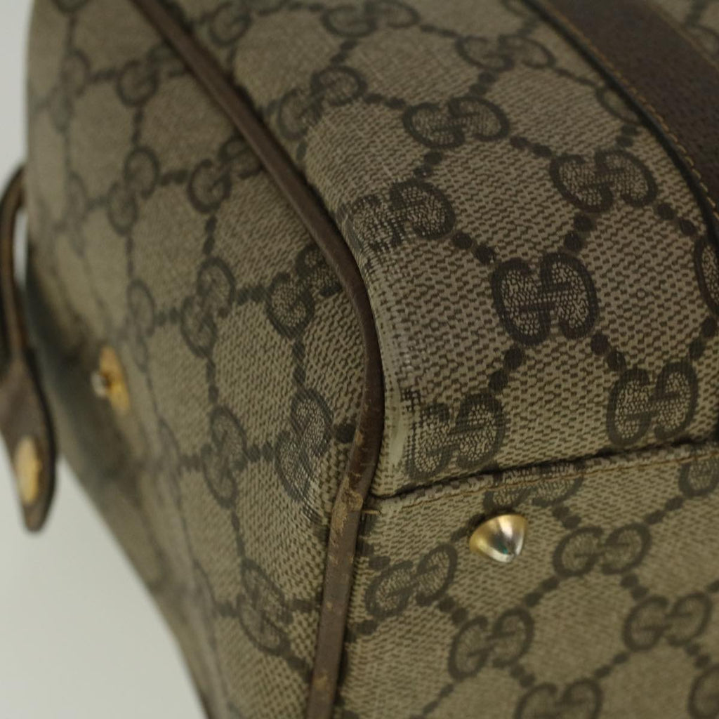 GUCCI GG Canvas Boston Bag PVC Leather Beige th4287
