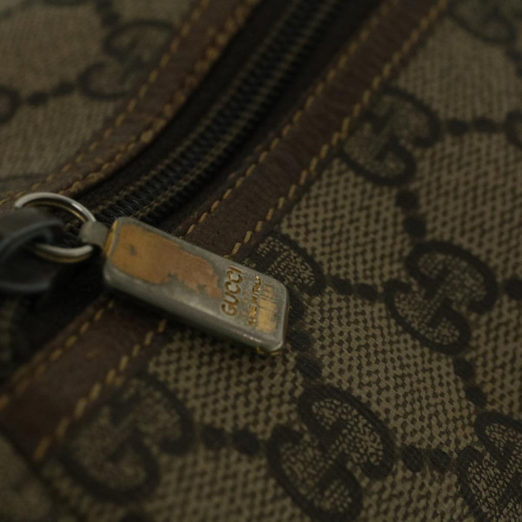 GUCCI GG Canvas Boston Bag PVC Leather Beige th4287