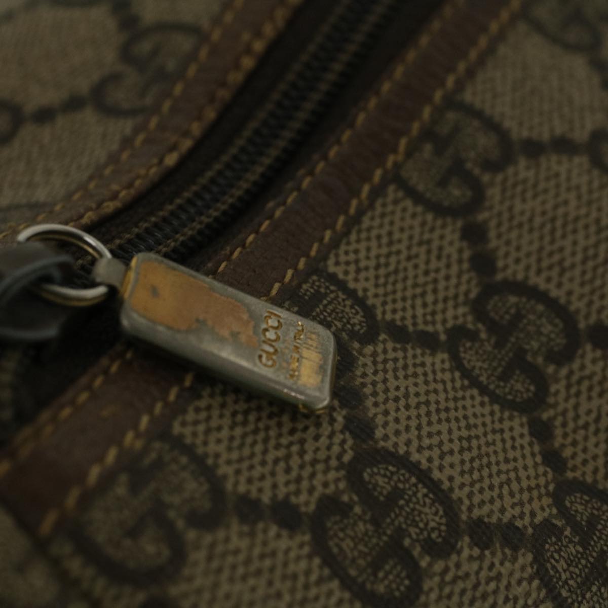 GUCCI GG Canvas Boston Bag PVC Leather Beige th4287