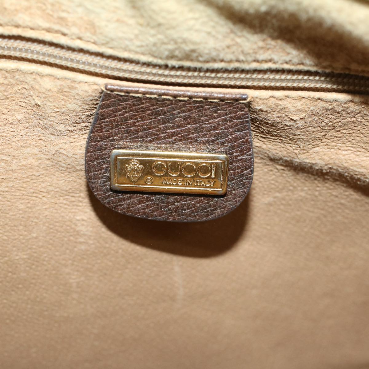 GUCCI GG Canvas Boston Bag PVC Leather Beige th4287