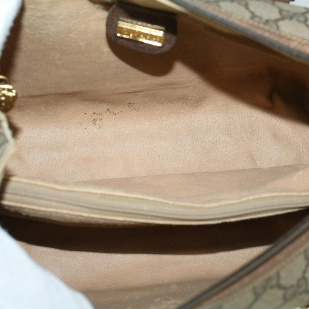 GUCCI GG Canvas Boston Bag PVC Leather Beige th4287