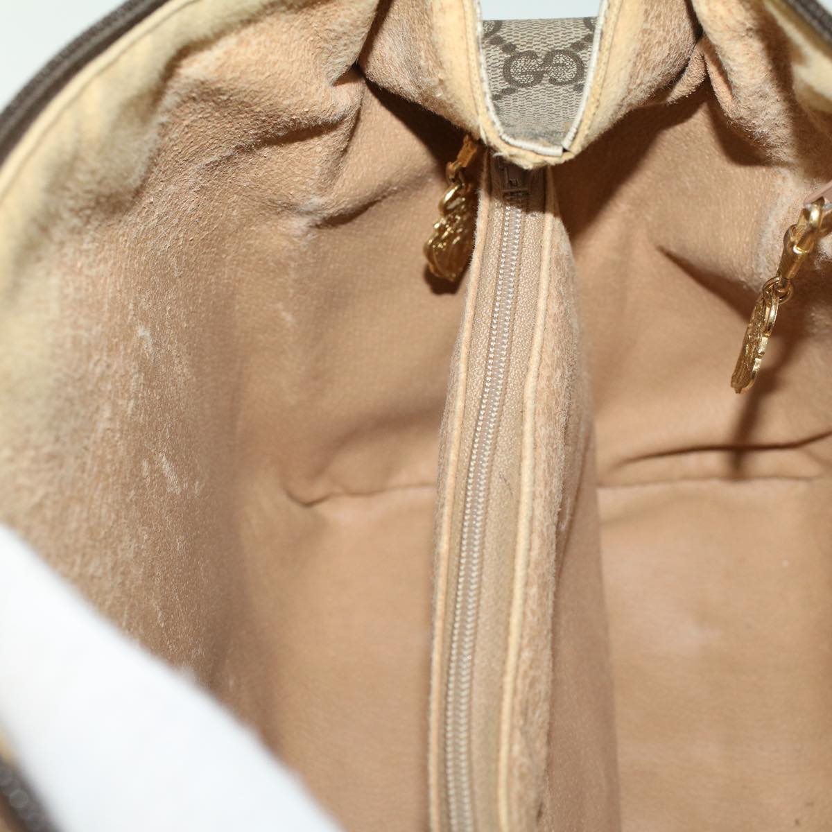 GUCCI GG Canvas Boston Bag PVC Leather Beige th4287