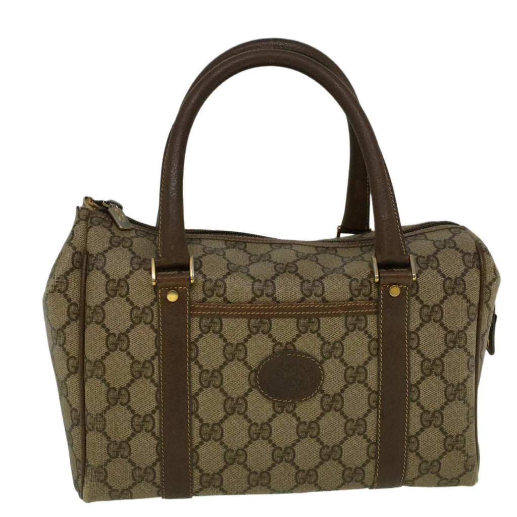 GUCCI GG Canvas Boston Bag PVC Leather Beige th4287