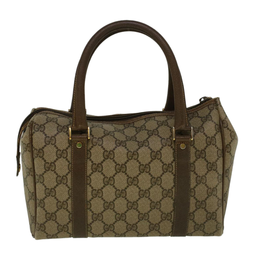 GUCCI GG Canvas Boston Bag PVC Leather Beige th4287