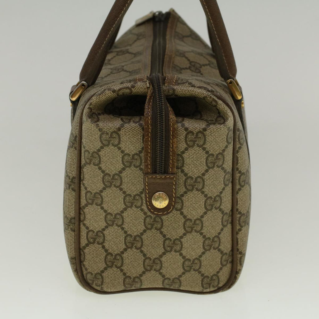 GUCCI GG Canvas Boston Bag PVC Leather Beige th4287