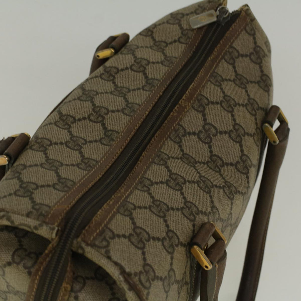 GUCCI GG Canvas Boston Bag PVC Leather Beige th4287