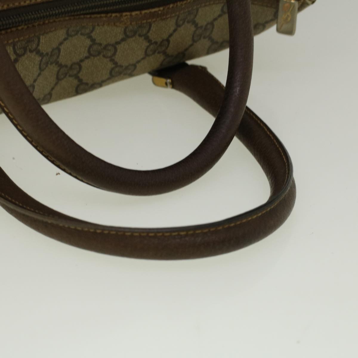 GUCCI GG Canvas Boston Bag PVC Leather Beige th4287