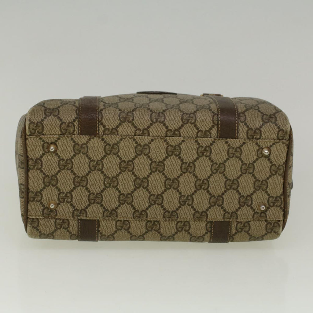 GUCCI GG Canvas Boston Bag PVC Leather Beige th4287