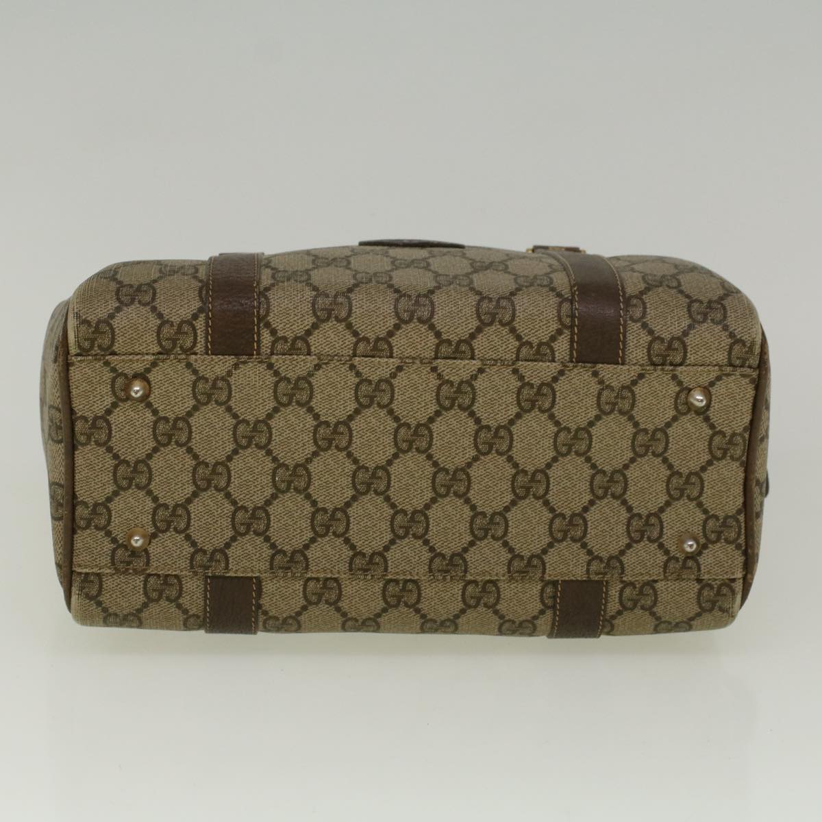 GUCCI GG Canvas Boston Bag PVC Leather Beige th4287