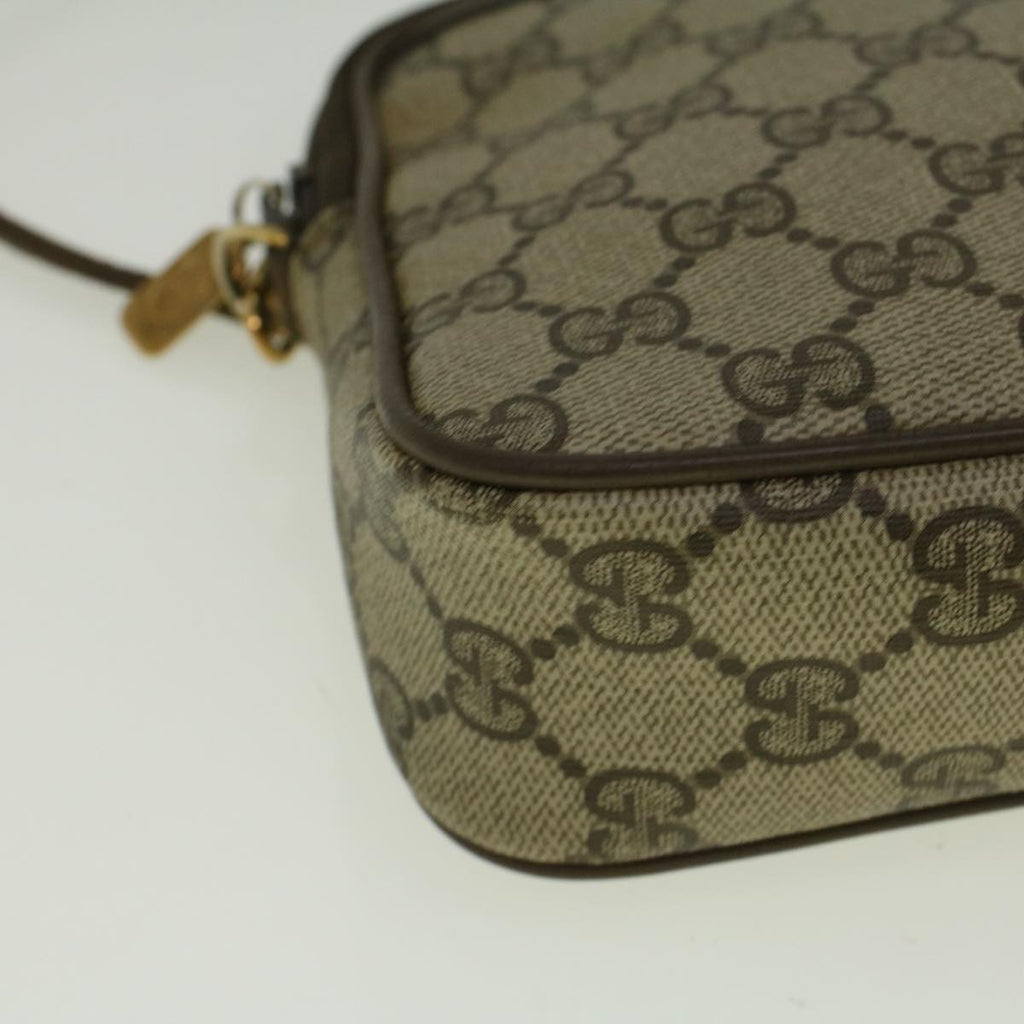GUCCI GG Canvas Shoulder Bag PVC Leather Beige th4288